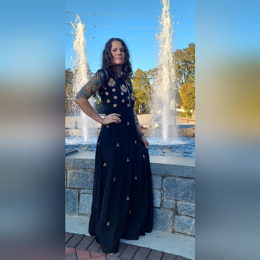 Black beaded Gown Custom made